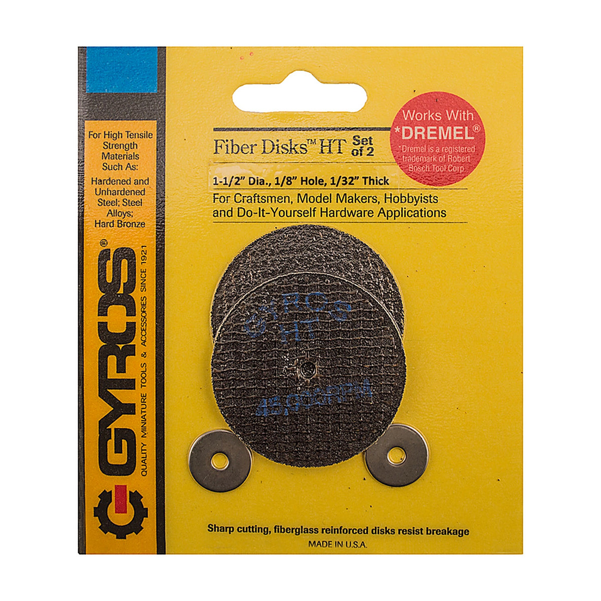 Gyros 11-32156 Fiber Disk HT 1-1/2 in. Dia. x 1/8 in. Fiberglass Cutting Disc 2/pc.