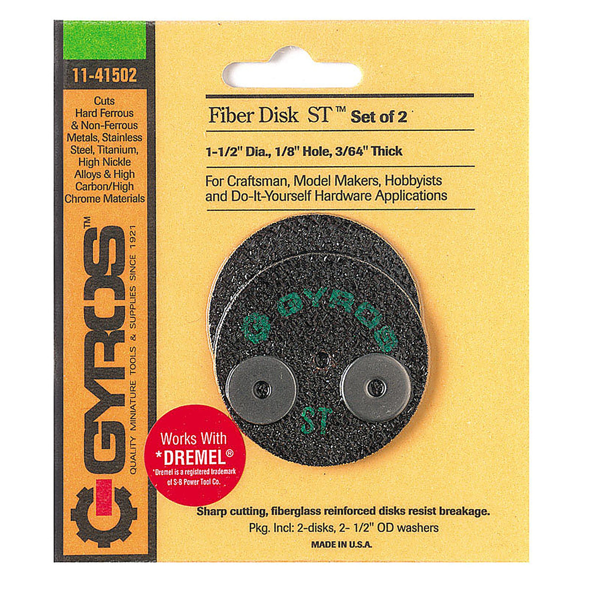 Gyros 11-41502 Fiber Disk ST 1-1/2 in. Dia. x 1/8 in. Fiberglass Super Tensile Strength Cutting Disc