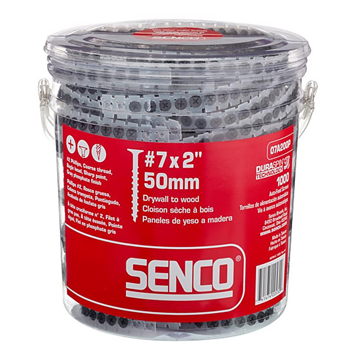 Senco 07A200P DuraSpin No. 7 x 2 in. L Phillips Collated Drywall Screws 1000/Pack