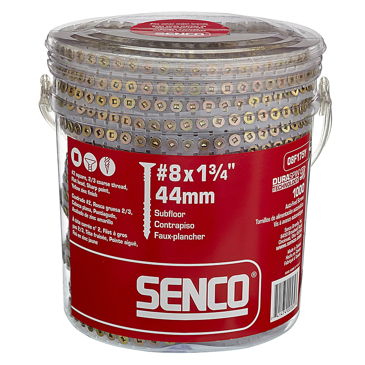 Senco 08F175Y DuraSpin No. 8 x 1-3/4 in. L Square Yellow Zinc-Plated Wood Screws 1000/Pack