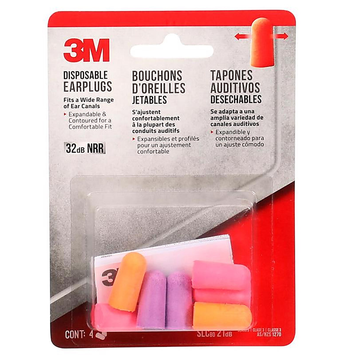 3M 92050H4-DC 32 dB Soft Foam Ear Plugs Assorted 4 pair