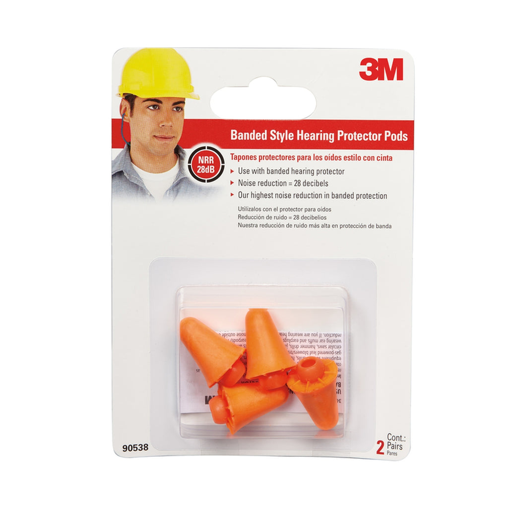3M 90538-2-10DC 28 dB Polyurethane Foam Band Ear Plugs Orange 2 pair