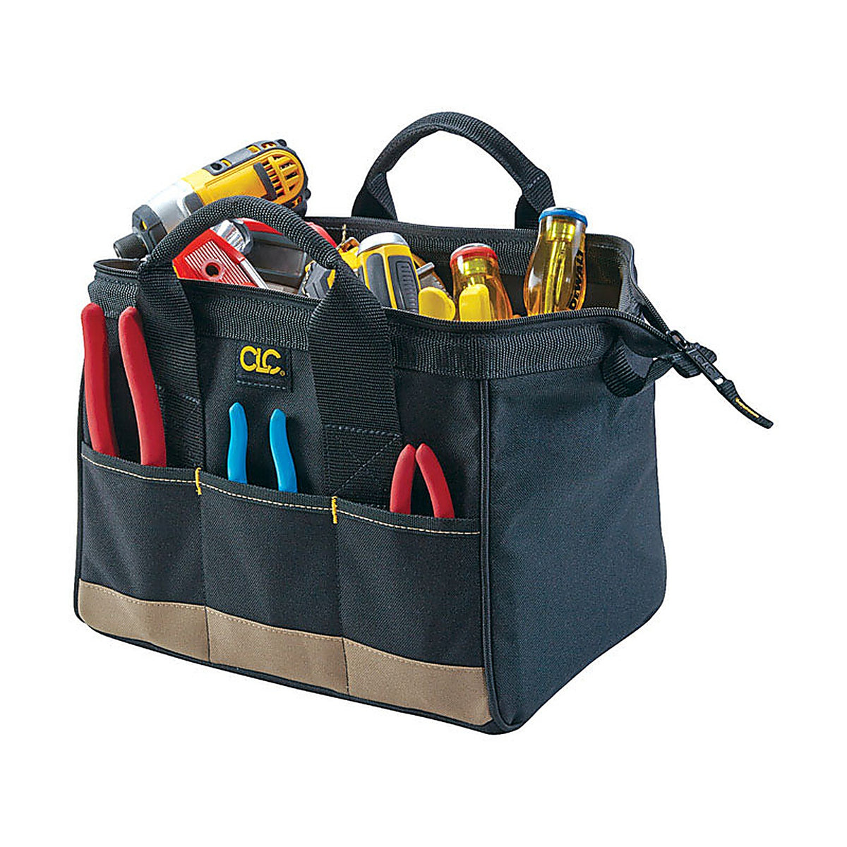 CLC 1161 8.5 in. W X 8 in. H Polyester Tool Bag 14 pocket Black/Tan 1 pc