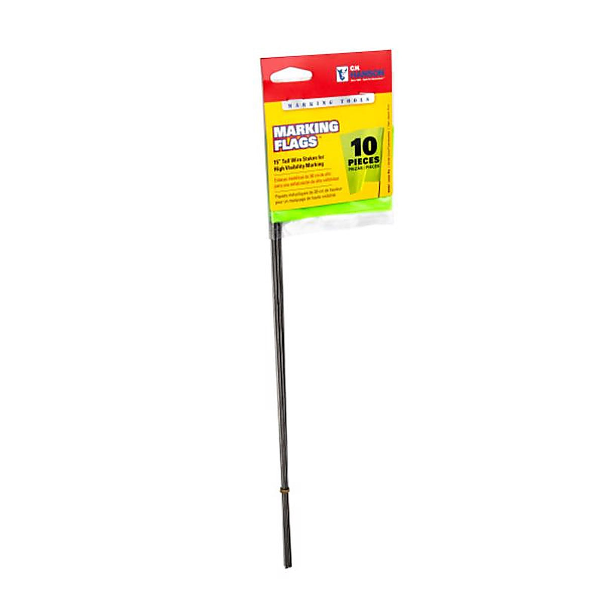 C.H. Hanson 15067 15 in. Fluorescent Lime Marking Flags Polyvinyl 10/Pack