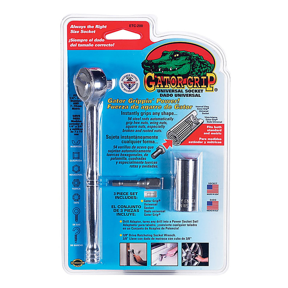 Gator Grip - ETC200-6#20212A - 3/8 In. X 3/8 In. Drive Metric and SAE 6 Point Socket 3 Piece