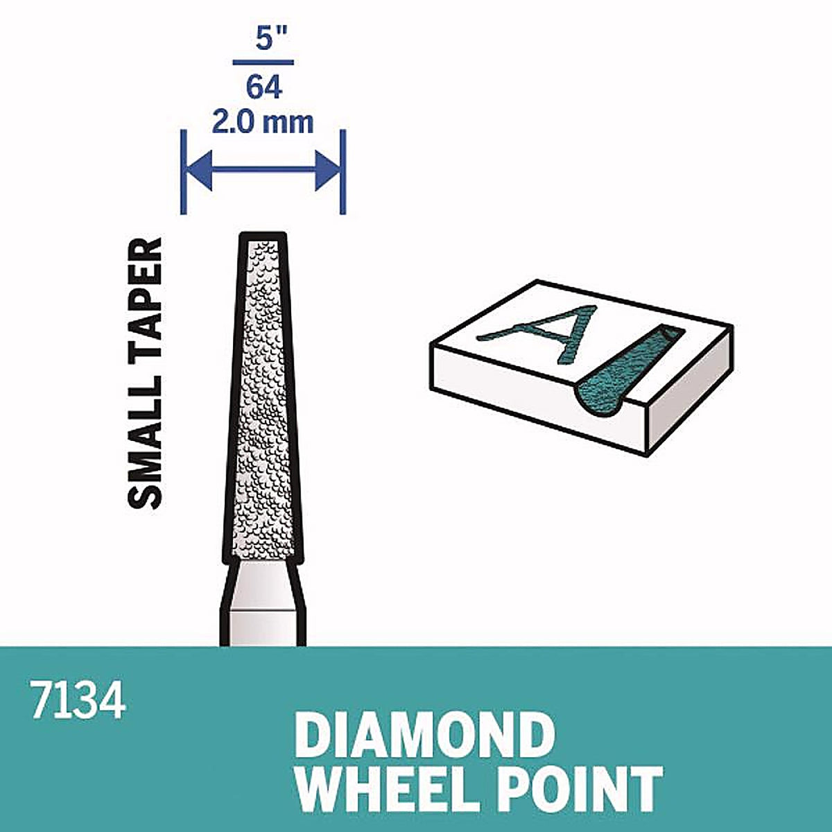 Dremel - 7134 - 5/64 In. D X 5/64 In. L Diamond Coated Wheel Point Tapered 35000 Rpm 1 Piece