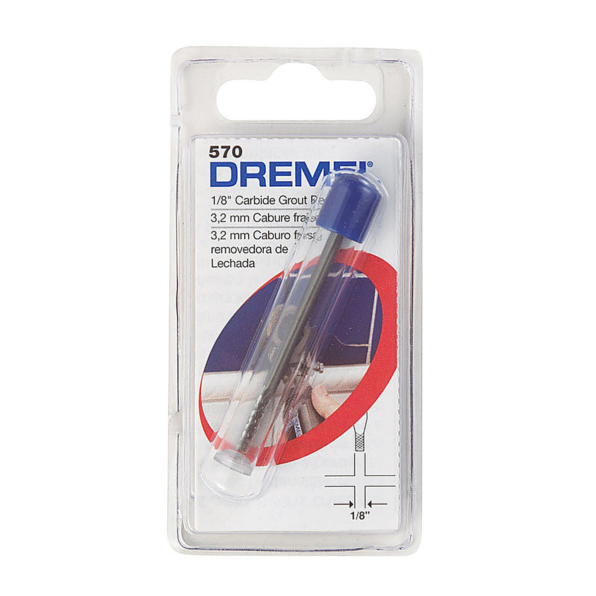 Dremel - 570 - 1/8 in In. X 1-1/2 In. L Carbide Tipped Grout Removal Bit 1 Pack