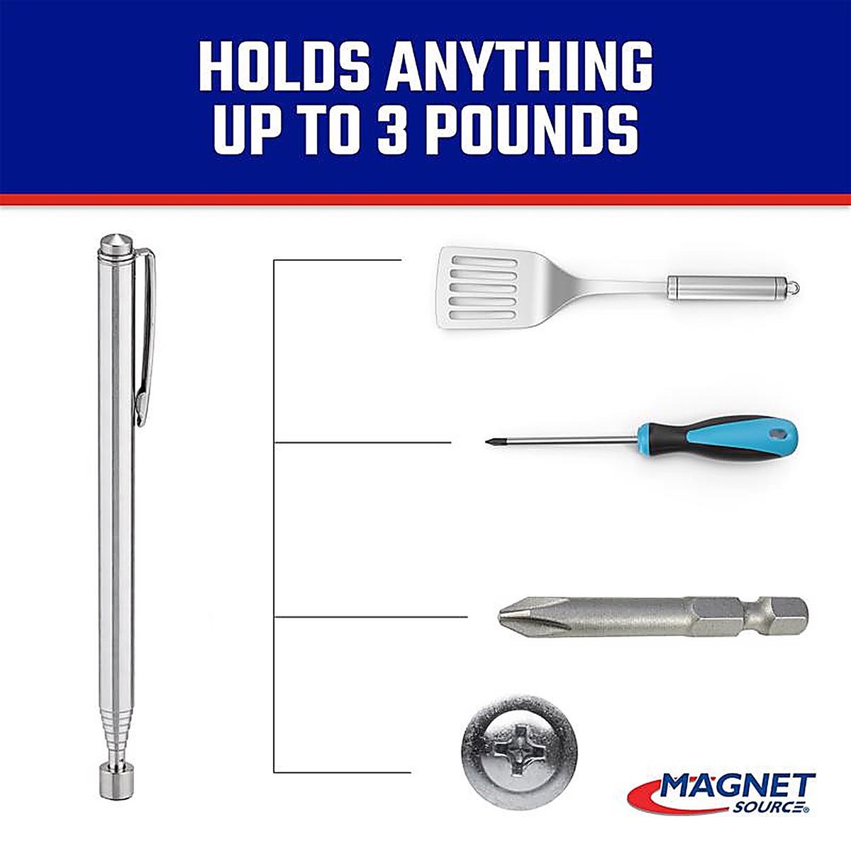 Master Magnetics 7228 The Magnet Source 25.5 in. Telescoping Magnetic Pick Up Tool Magnetic Pick-Up and Pointer Tool