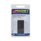 Master Magnetics 7043 1.875 in. Ceramic Block Magnets 2.3 lb. pull 3.4 MGOe Black 2/pc.