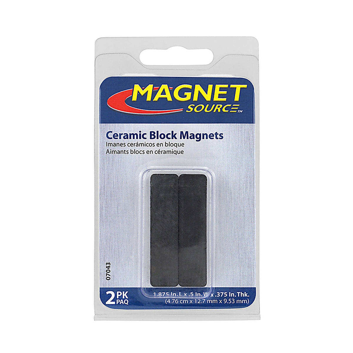 Master Magnetics 7043 1.875 in. Ceramic Block Magnets 2.3 lb. pull 3.4 MGOe Black 2/pc.
