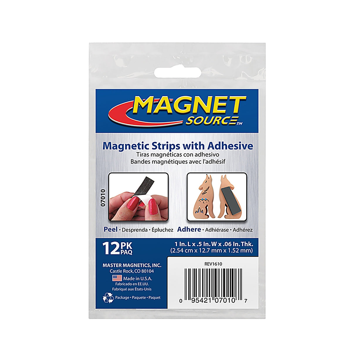 Master Magnetics 7010 2 in. W x 3 in. L Magnetic Tape Strips Black