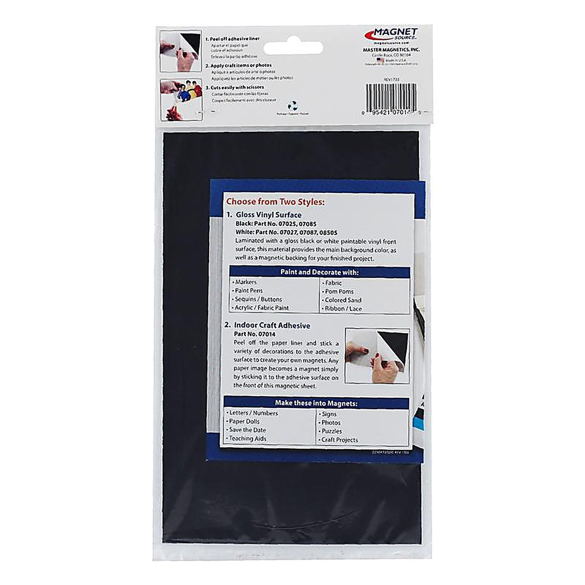 Master Magnetics 7014 8 in. Ferrite Powder/Rubber Polymer Resin Sheet Magnetic Sheet 0.6 MGOe Black 1/pc.