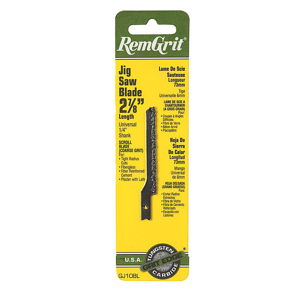 Remgrit - E0406144 - 2-7/8 In. Carbide Grit Universal Jig Saw Blade Assorted TPI 1 Pack