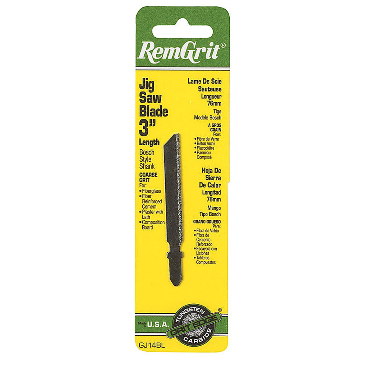 Remgrit - E0406147 - 3 In. Carbide Grit T-Shank Bosch Jig Saw Blade 1 Pack