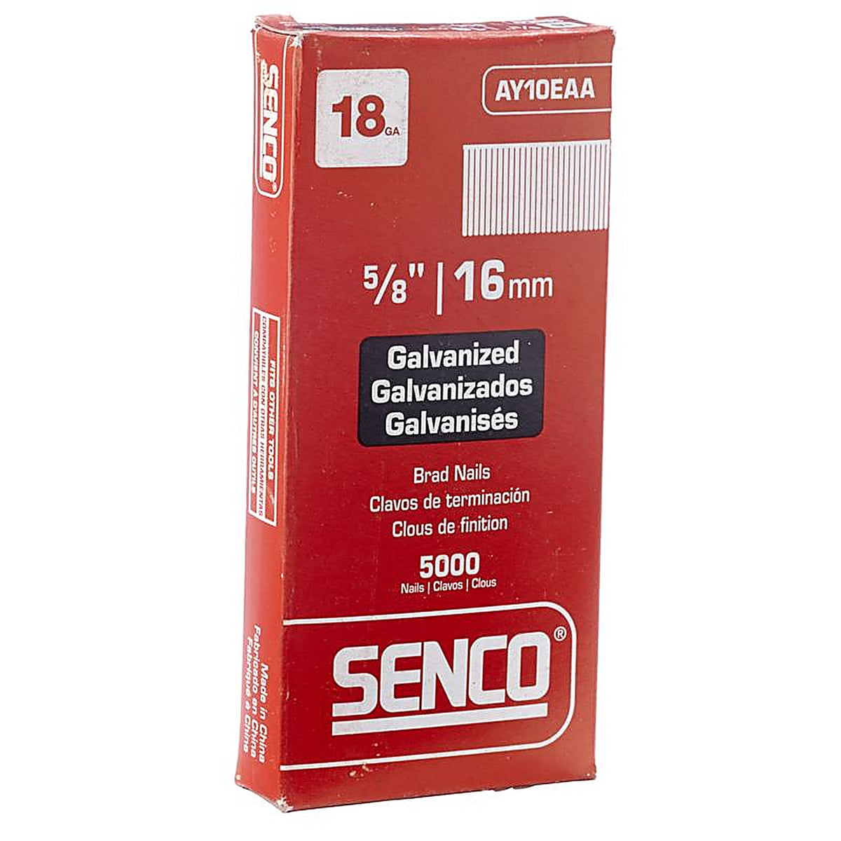 Senco AY10EAA 5/8 in. 18 Ga. Straight Strip Brad Nails Smooth Shank 5000/Pack