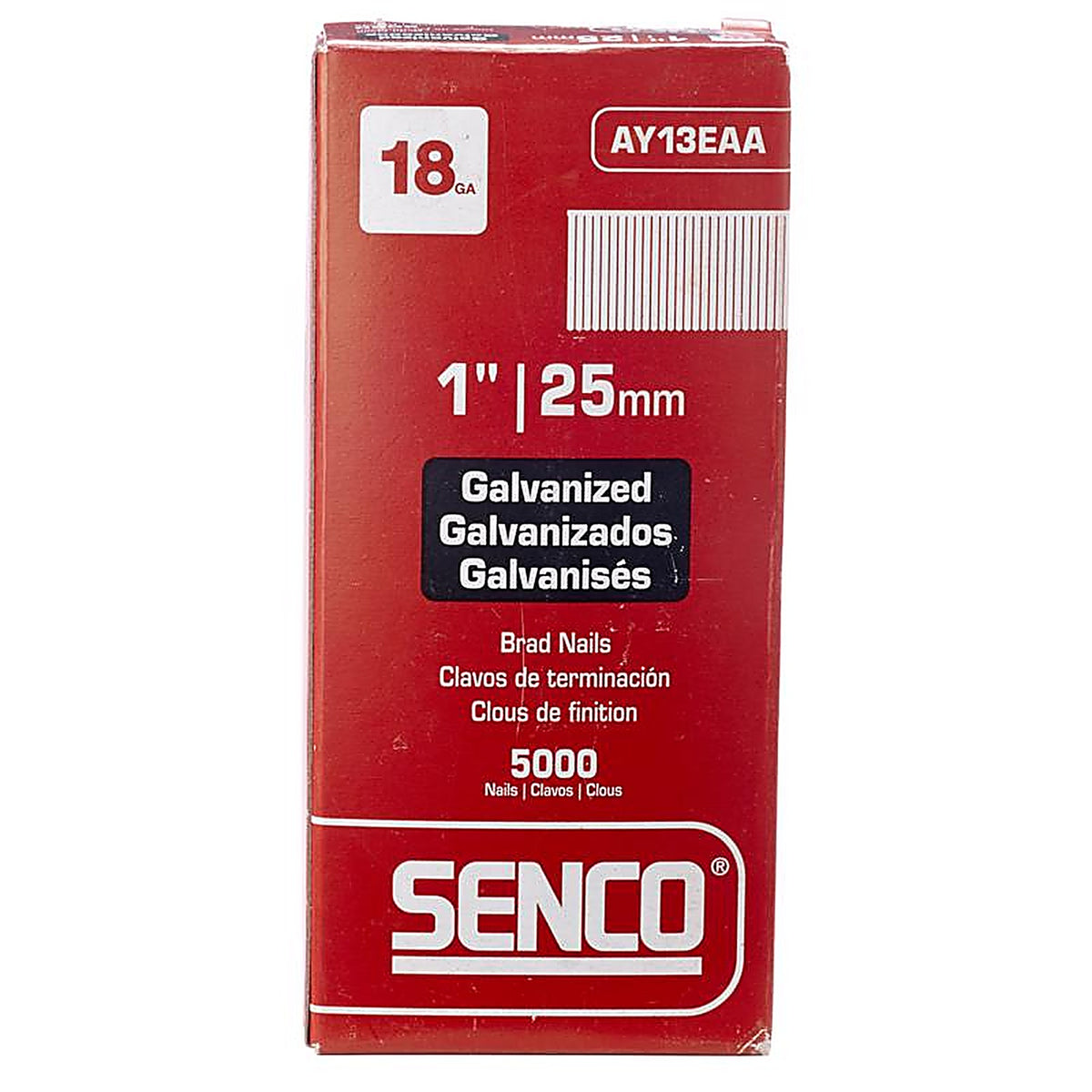 Senco AY13EAA 1 in. 18 Ga. Straight Strip Brad Nails Smooth Shank 5000/Pack
