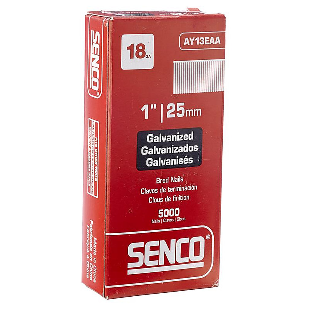 Senco AY13EAA 1 in. 18 Ga. Straight Strip Brad Nails Smooth Shank 5000/Pack