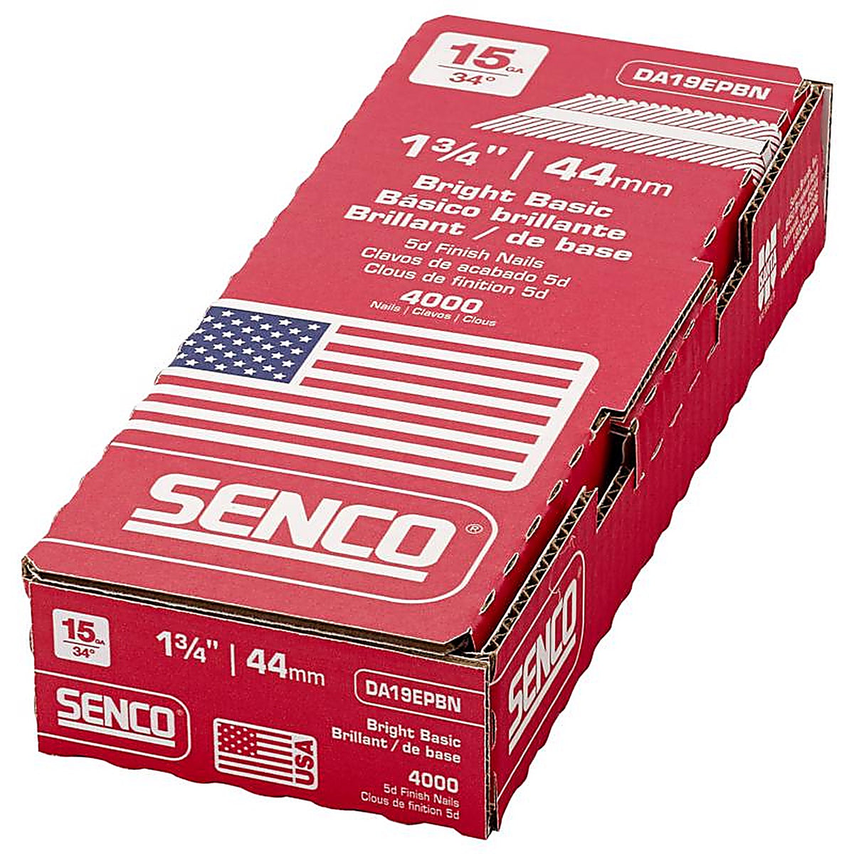 Senco - DA19EPBN - 1-3/4 In. L X 15 Ga. Angled Strip Bright Finish Nails 34 Deg 4000 Pack