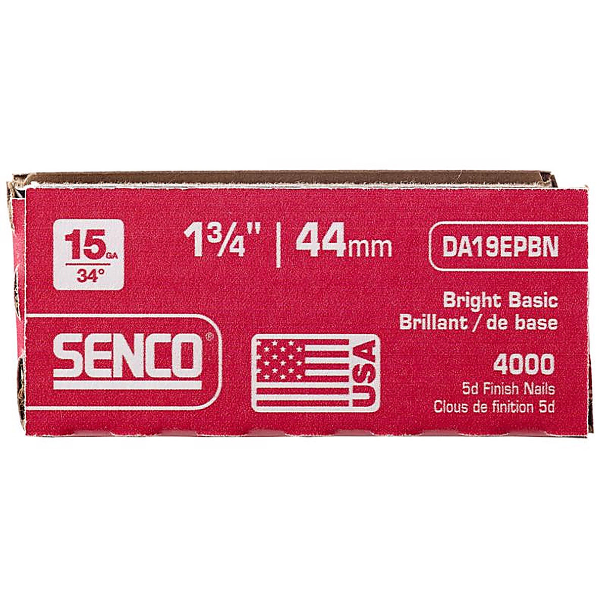 Senco - DA19EPBN - 1-3/4 In. L X 15 Ga. Angled Strip Bright Finish Nails 34 Deg 4000 Pack