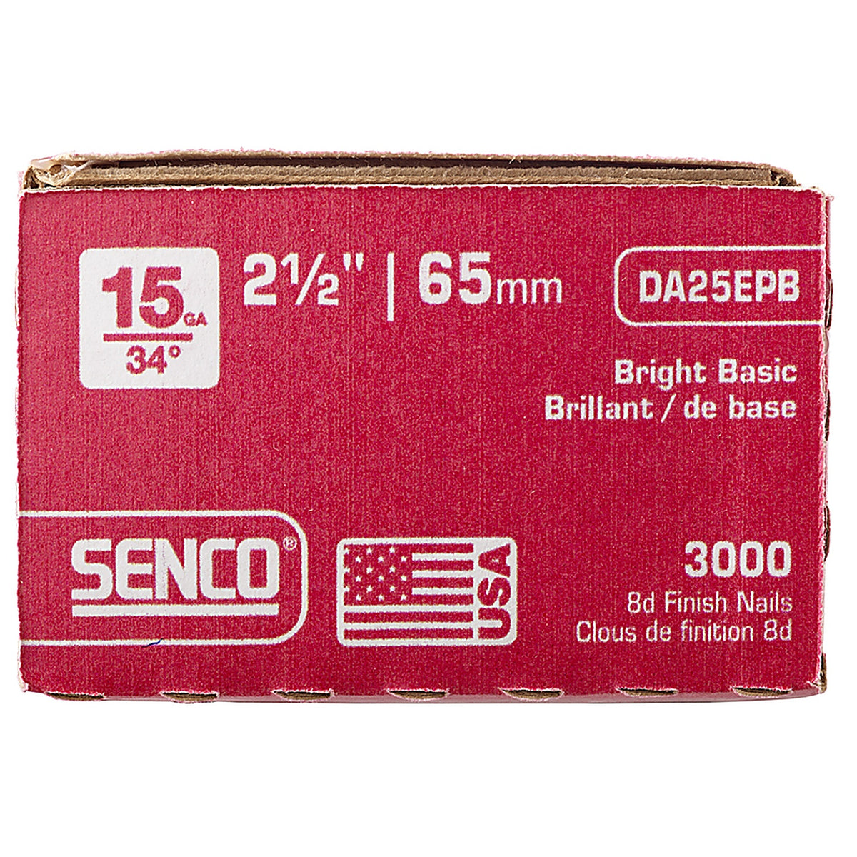 Senco DA25EPB 2-1/2 in. 15 Ga. Angled Strip Finish Nails 34 deg. Smooth Shank 3000/Pack