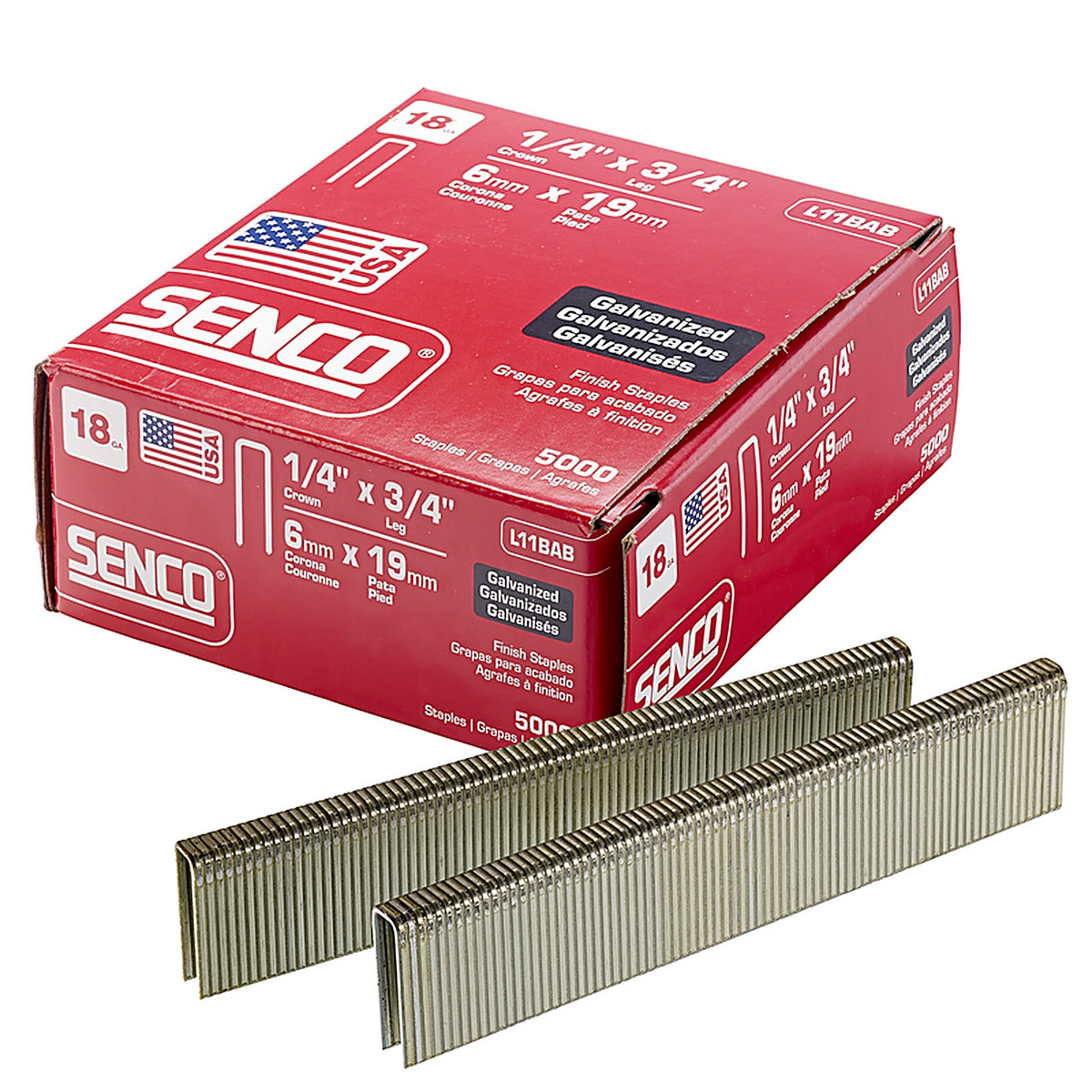 Senco L11BAB 1/4 in. W x 3/4 in. L 18 Ga. Narrow Crown Finish Staples 5000/Pack