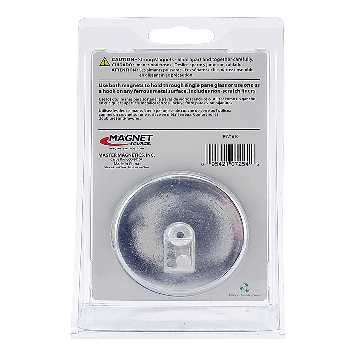 Master Magnetics 7254 2-5/8 in. Ceramic Magnetic Hooks 35 lb. pull 3.4 MGOe Silver 2/pc.