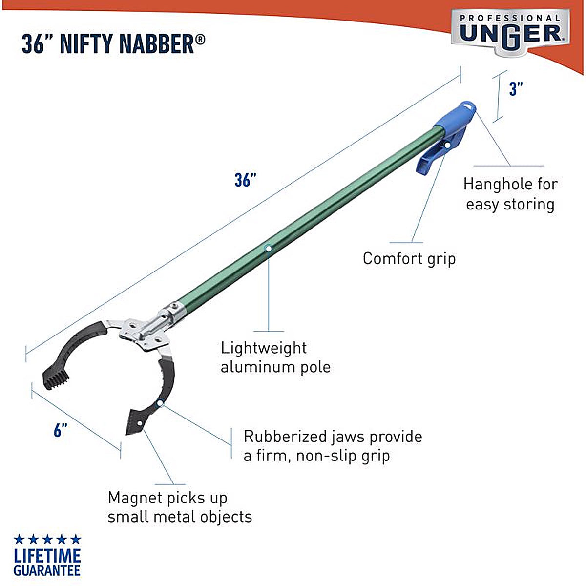 Unger - 92134 - Nifty Nabber 36 In. Telescoping Pick-Up Tool