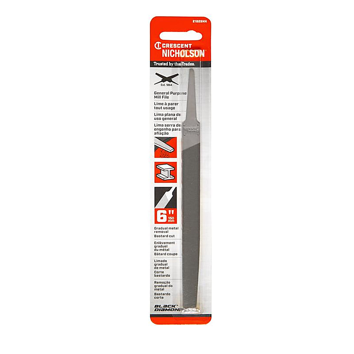 Crescent - 21825NN - Nicholson 6 In. L X 0.59 In. W High Carbon Steel Bastard Cut Mill File 1 Piece