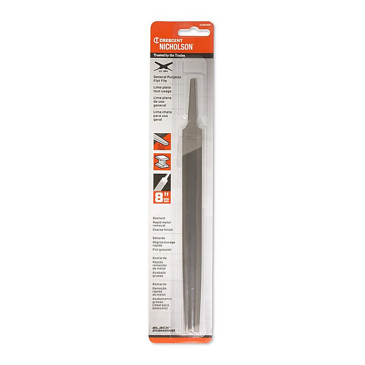 Crescent - 21862NN - Nicholson 8 In. L X 2.5 In. W High Carbon Steel Bastard Cut File 1 Piece