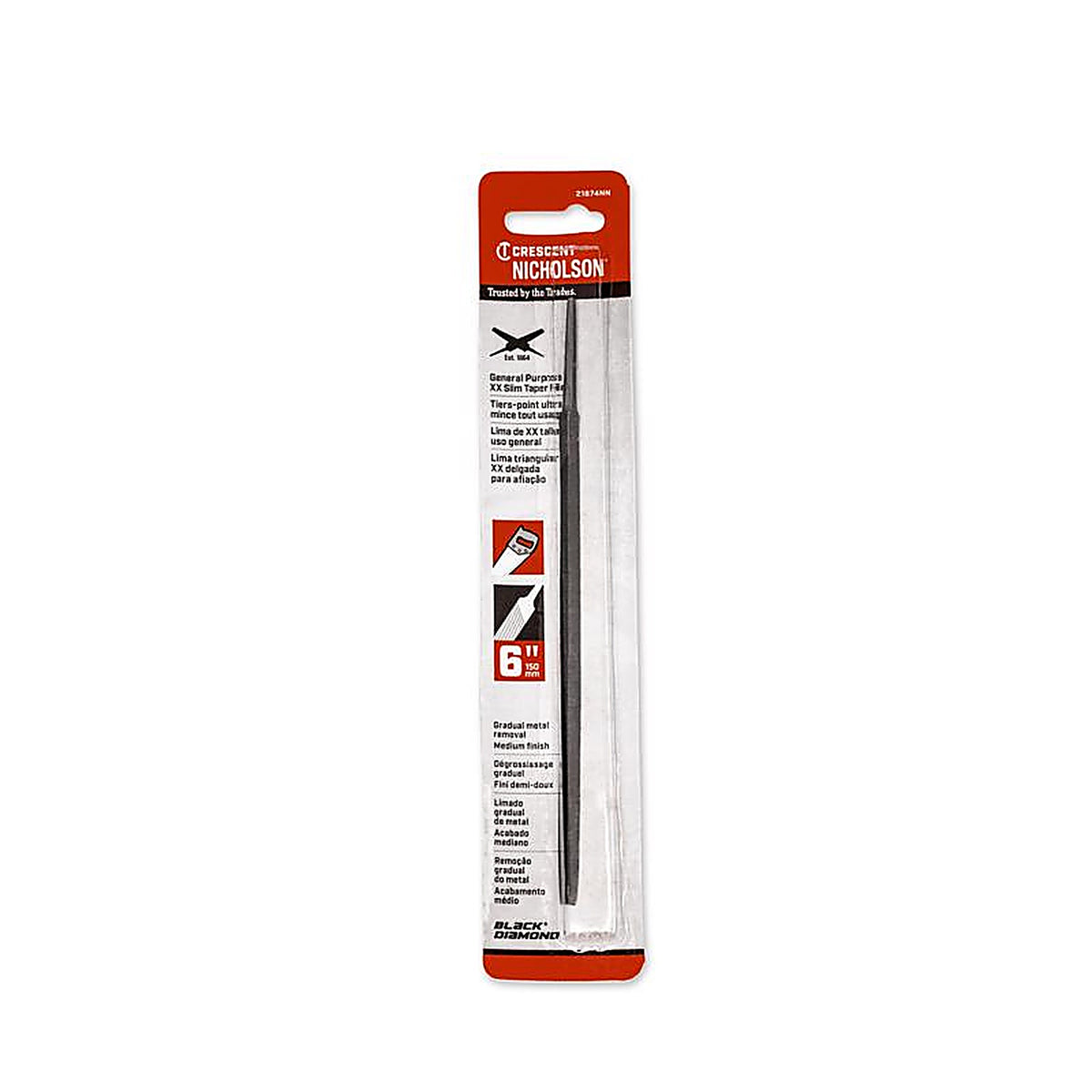 Crescent - 21874NNB - Nicholson 6 In. L X 1.5 In. W High Carbon Steel Single Cut Taper File 1 Piece