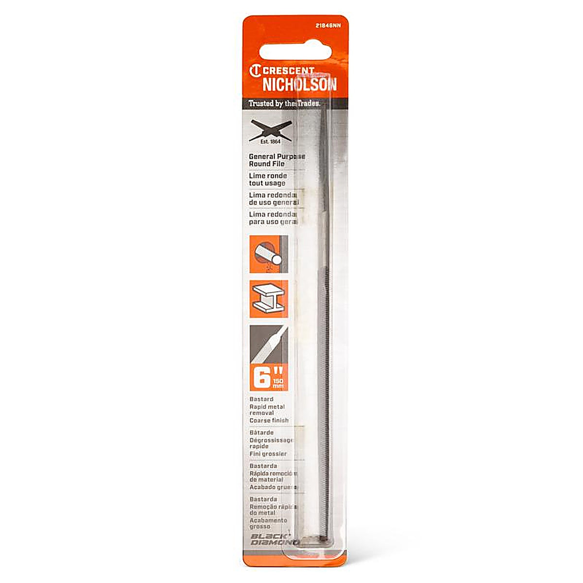 Crescent - 21846NN - Nicholson 6 In. L X 1/4 In. W High Carbon Steel Bastard Cut File 1 Piece