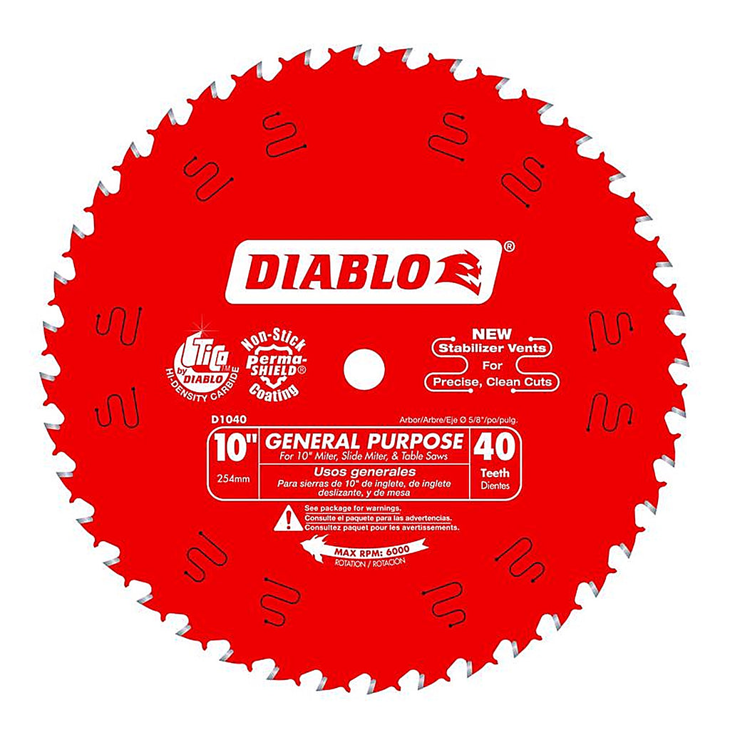 Diablo D1040X 10 in. D X 5/8 in. Carbide Circular Saw Blade 40 teeth 1 pk