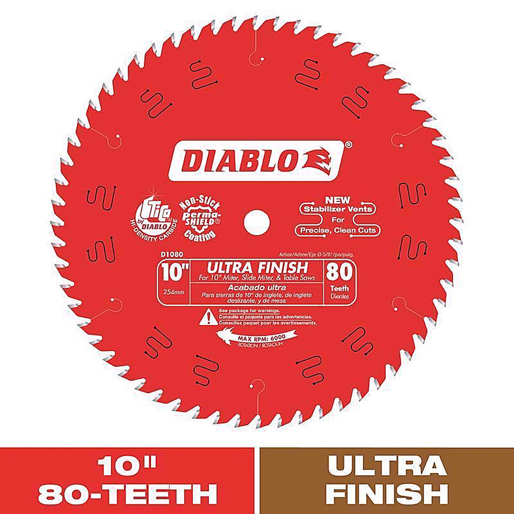 Diablo D1080X 10 in. D X 5/8 in. Carbide Circular Saw Blade 80 teeth 1 pk