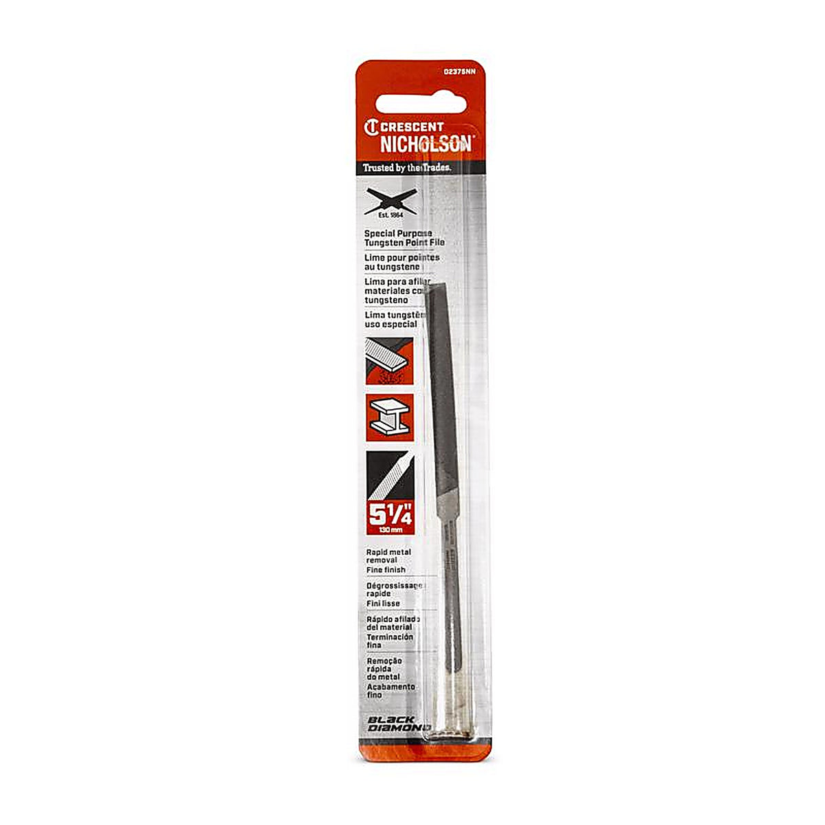 Crescent - 02375NN - Nicholson 5-1/4 In. L X 1.8 In. W Tungsten Double Cut File 1 Piece
