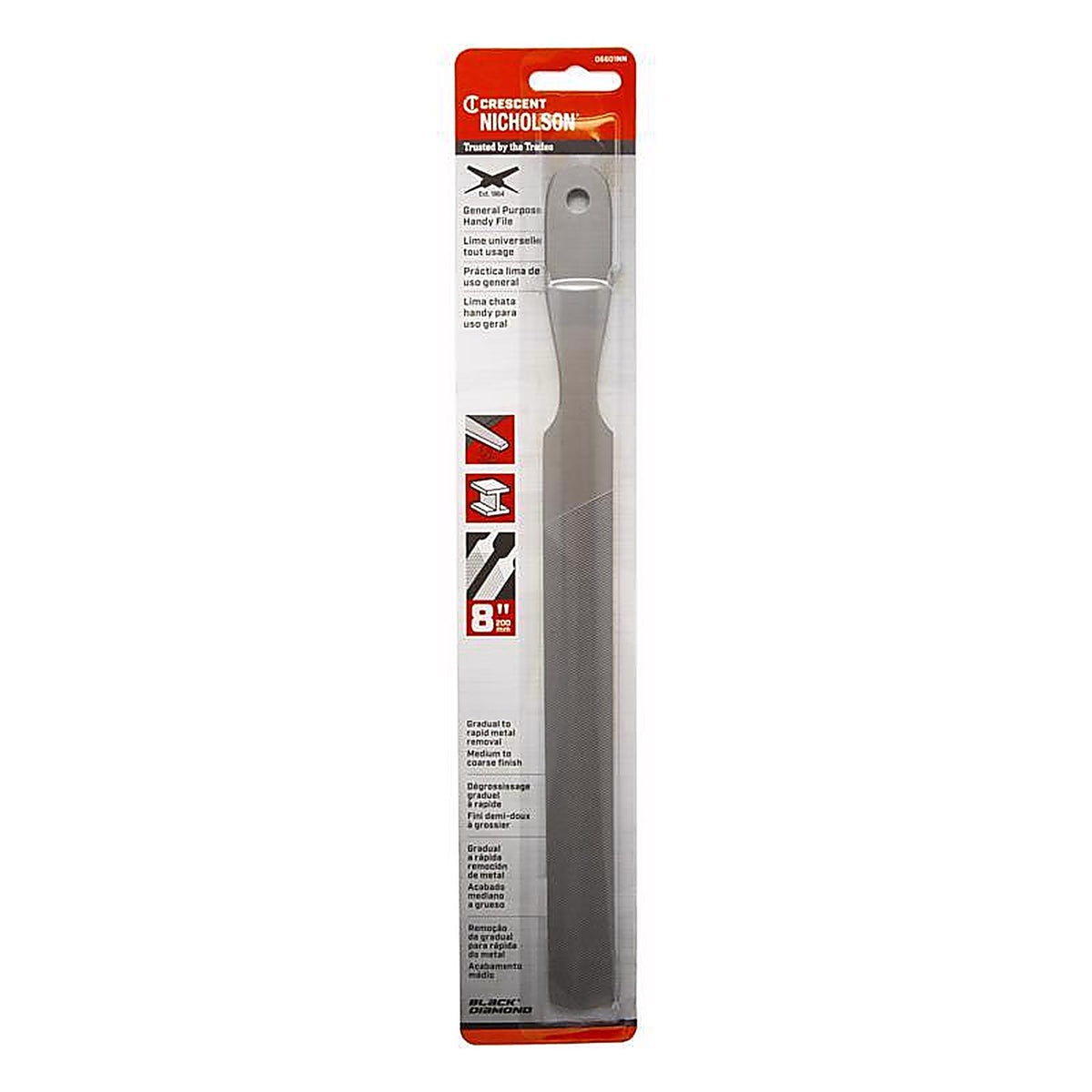 Crescent - 06601NN - Nicholson 8 In. L X 1 In. W Steel Handy Double/Single Cut File 1 Piece
