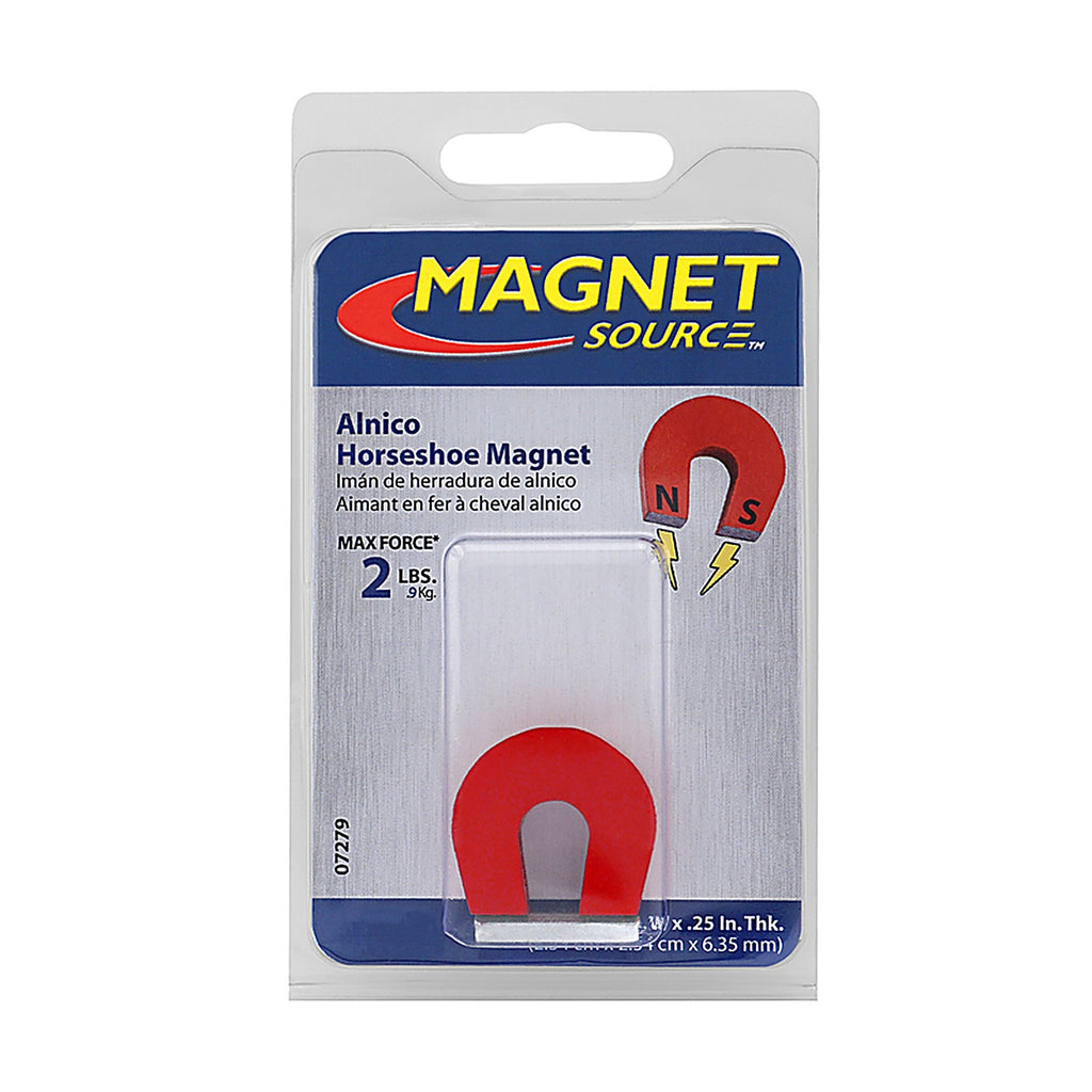 Master Magnetics 7279 1 in. Alnico Horseshoe Magnet 2 lb. pull 5.5 MGOe Red 1/pc.