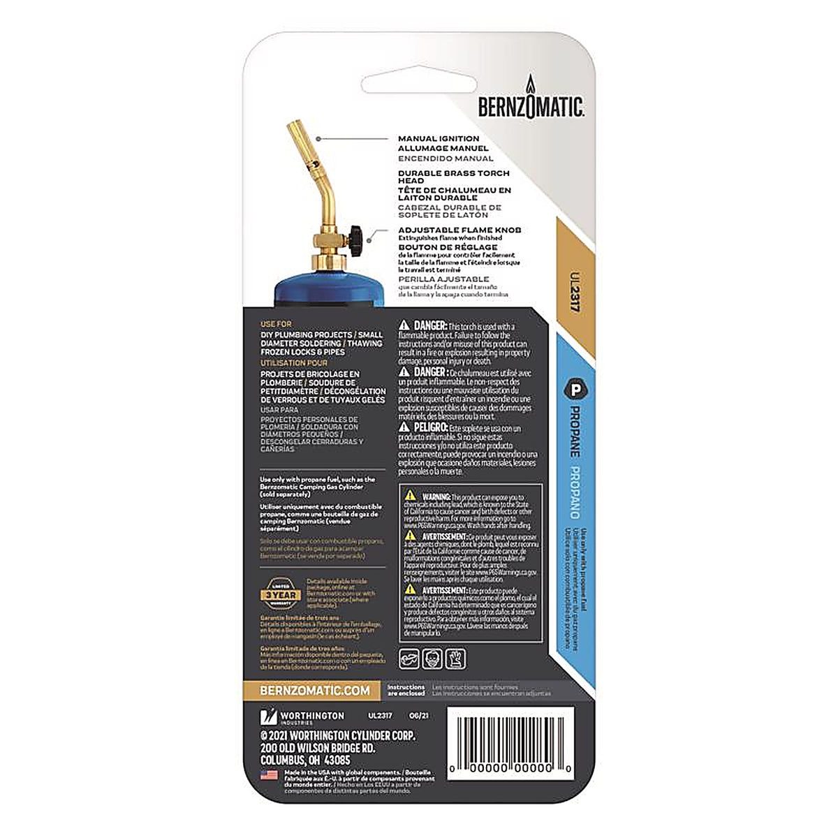 Bernzomatic UL2317 16 oz Classic Torch Brass 1 pc