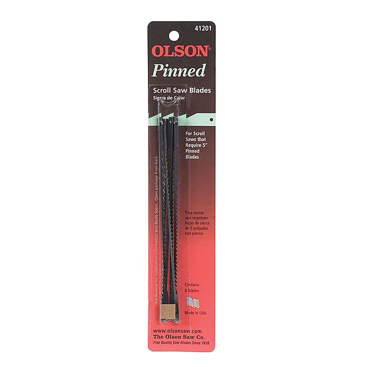 Olson Saw 41201 5 in. Carbon Steel Scroll Saw Blade 10 TPI 6/Pack