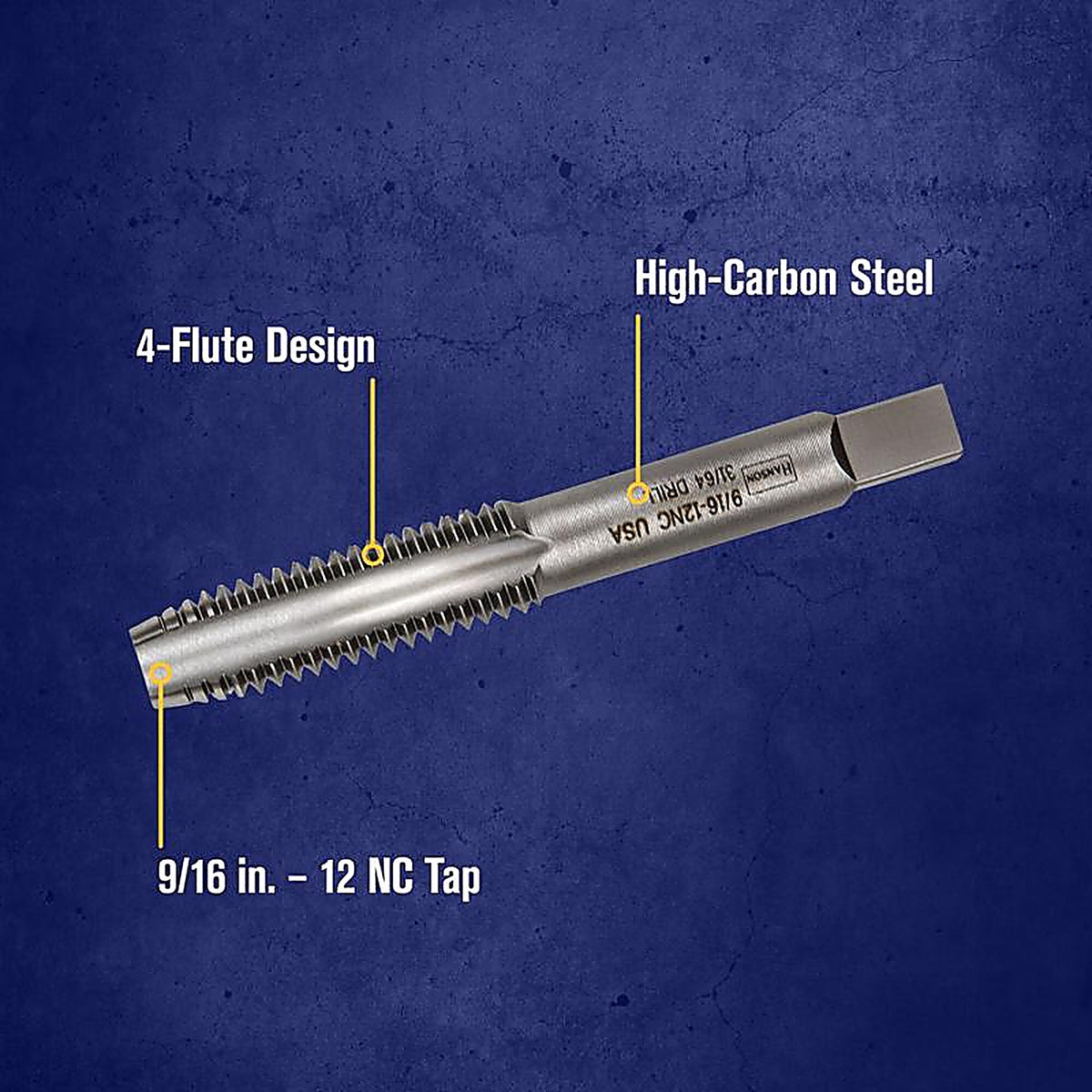 Irwin 1448 Hanson High Carbon Steel SAE Fraction Tap 9/16 in.-12NC 1/pc.