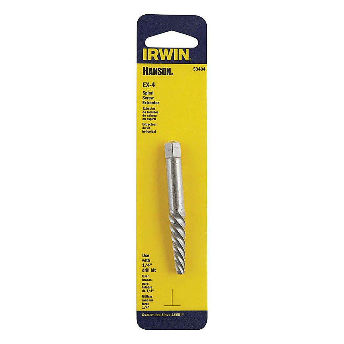Irwin 53404 Hanson 1/4 in. x 1/4 in. Dia. Carbon Steel Spiral Screw Extractor 6 in. 1/pc.