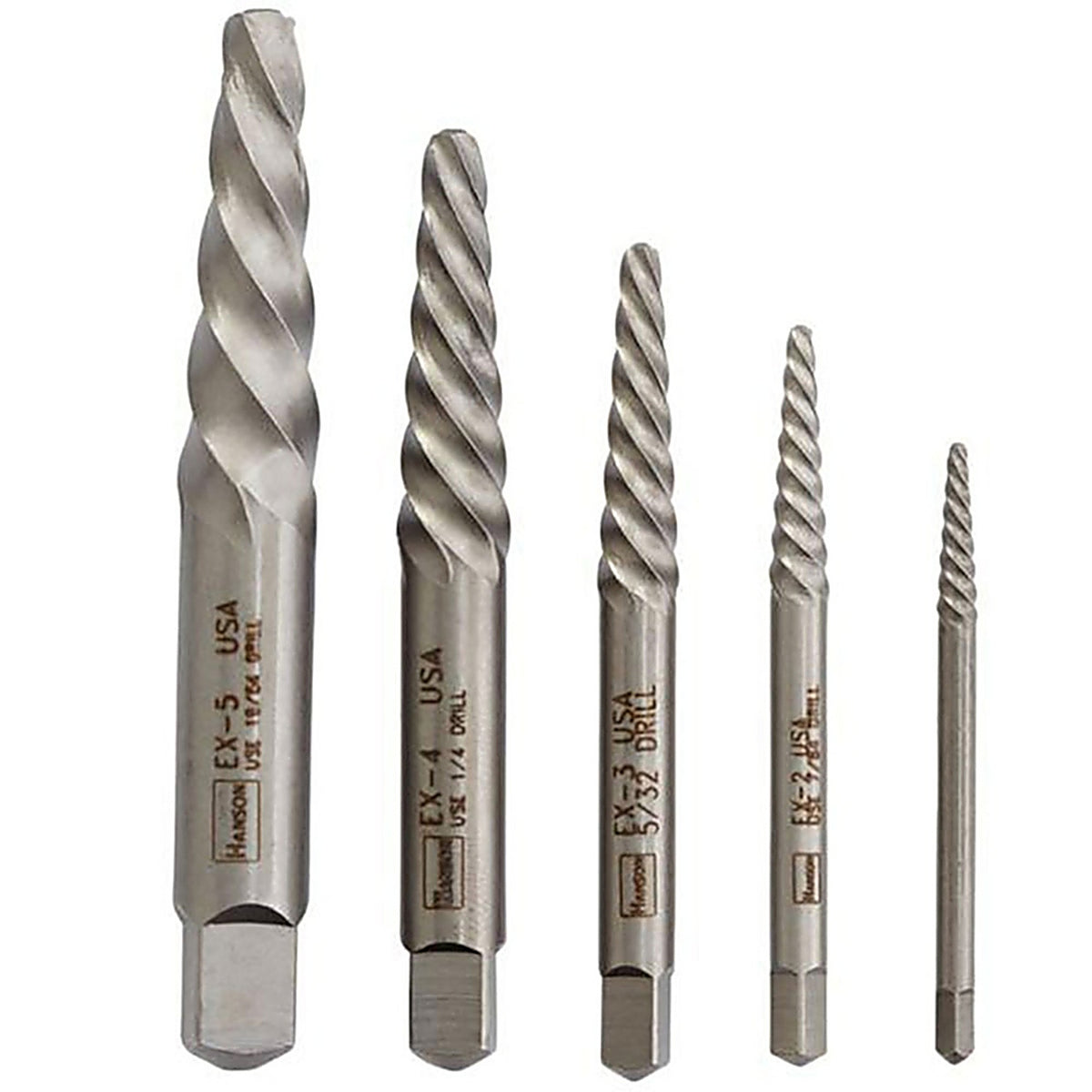 Irwin 53535 Hanson 19/64 in. Carbon Steel Spiral Screw Extractor Set 7 in. 5/pc.