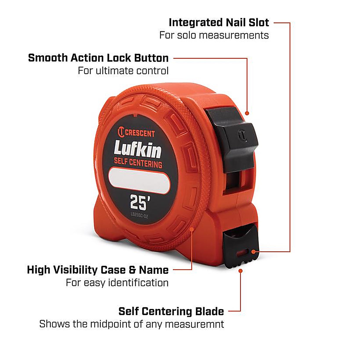 Lufkin - L625SC-02 - 700 Series 25 Ft. L X 1 In. W Self Centering Tape Measure 1 Pack