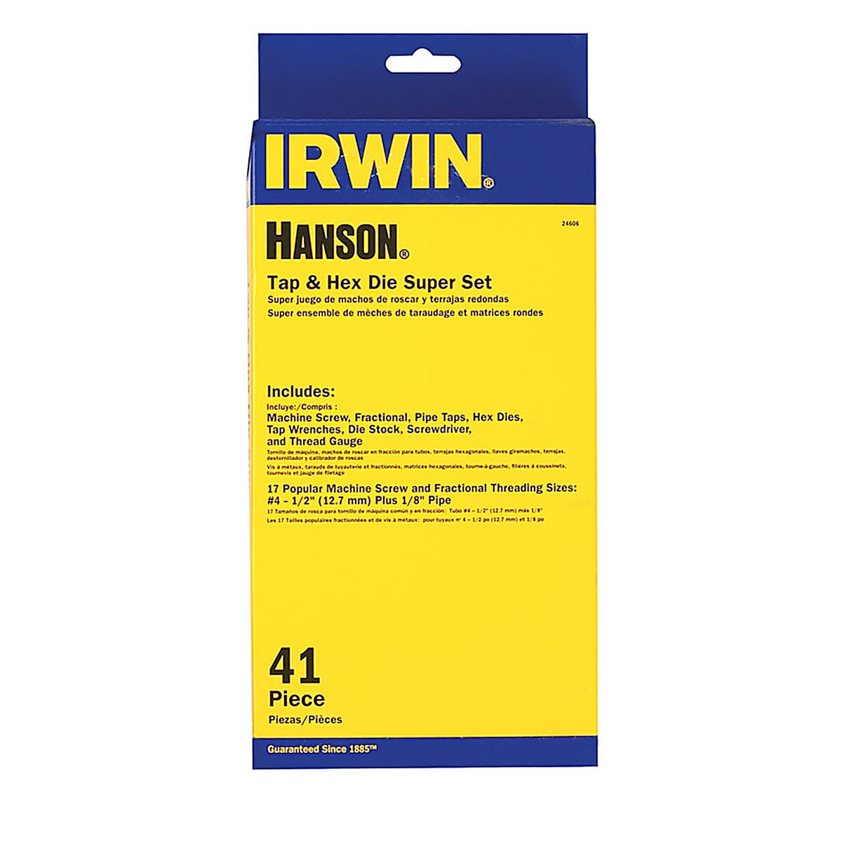 Irwin 24606 Hanson High Carbon Steel SAE Tap and Die Set 4-40NC, 6-32NC, 8-32NC, 10-24NC, 10-32NF, 12-24NC