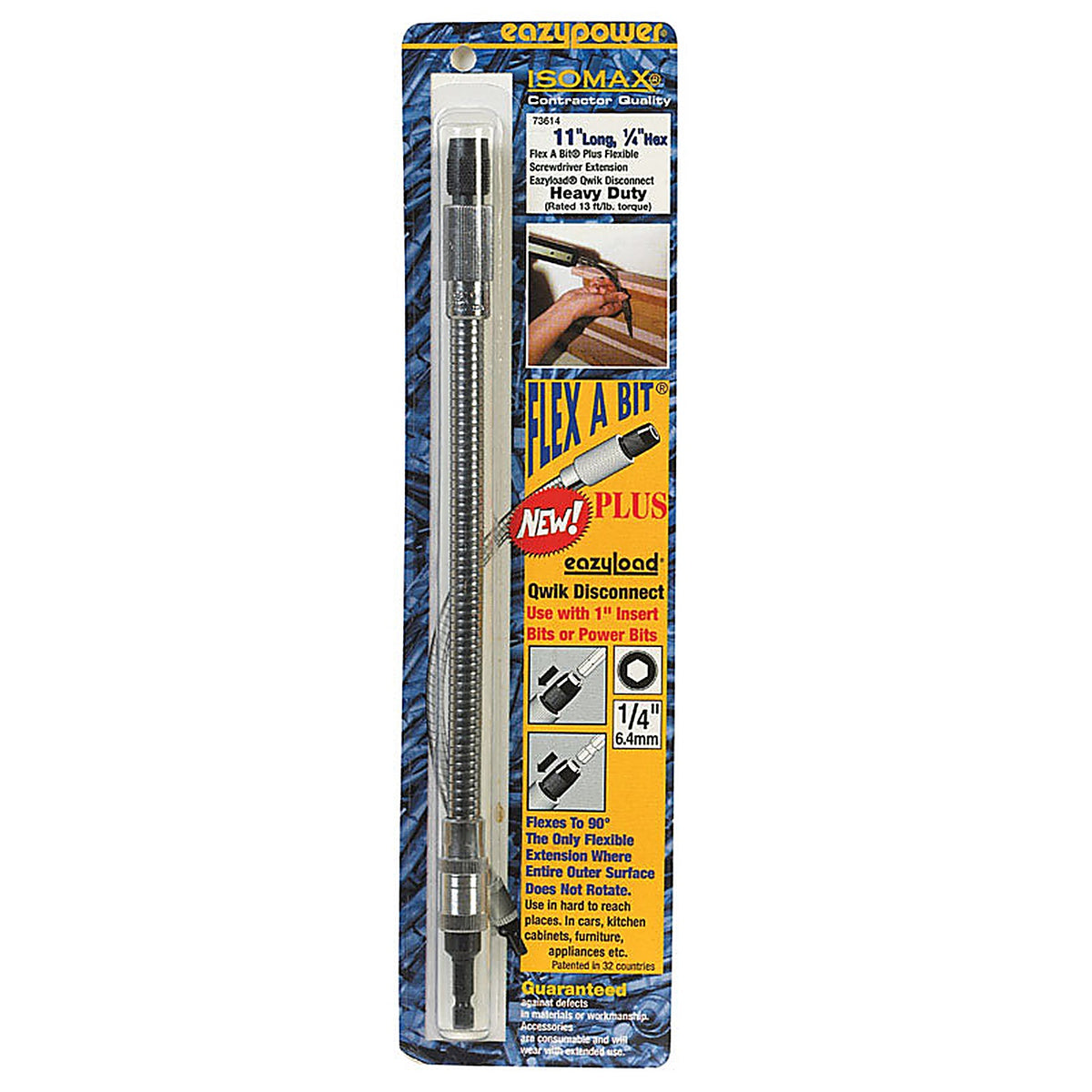 Eazypower 73614 Flex A Bit 11 in. Hardened Steel Flexible Screwdriver Extension 1/4 in. Hex Shank 1/pc.