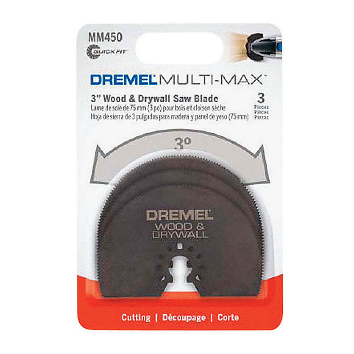 Dremel - MM450B - Multi-Max 3.5 In. X 3 In. L Steel Half-Moon Semi-Circle Oscillating Blade Set 3 Piece