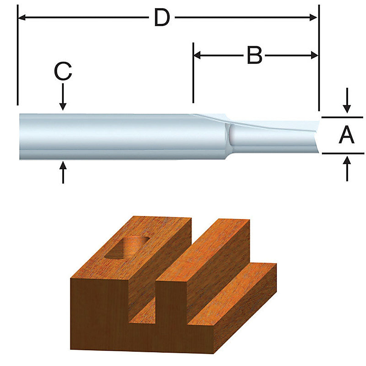 Vermont American 23107 1/2 in. D X 1/2 in. Dia. x 1-1/4 in. R X 1-1/4 in. L Carbide Tipped 2-Flute Straig