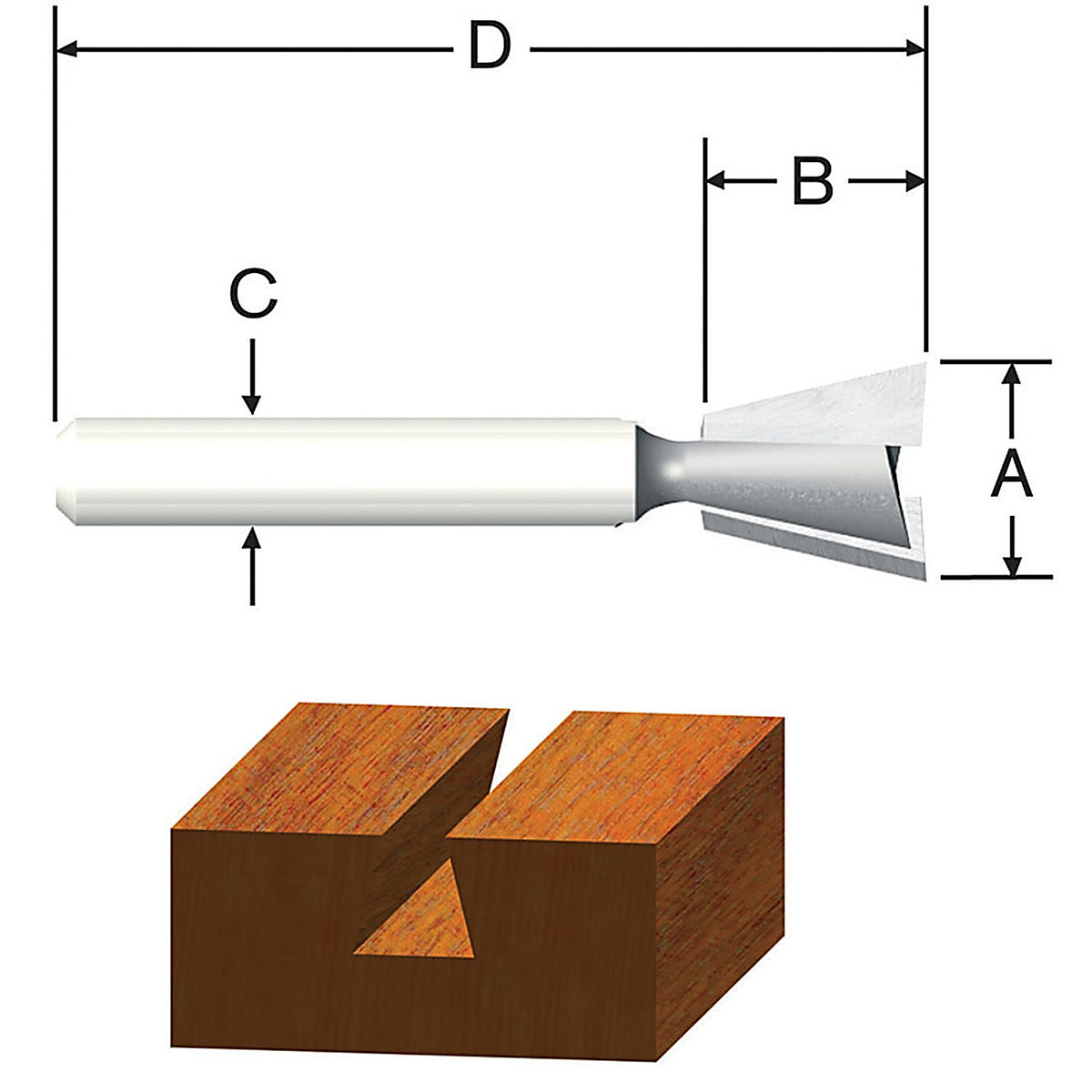 Vermont American 23113 3/8 in. D X 3/8 in. R X 1-3/4 in. L Carbide Tipped Dovetail Router Bit