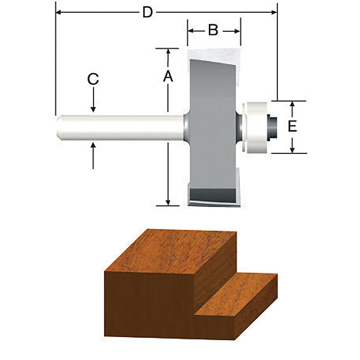 Vermont American 23117 1-1/4 in. D X 3/8 in. R X 2-1/8 in. L Carbide Tipped Rabbeting Router Bit