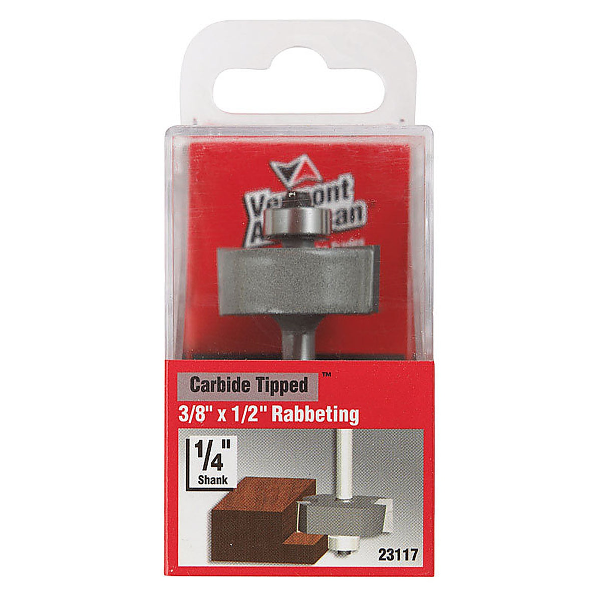 Vermont American 23117 1-1/4 in. D X 3/8 in. R X 2-1/8 in. L Carbide Tipped Rabbeting Router Bit