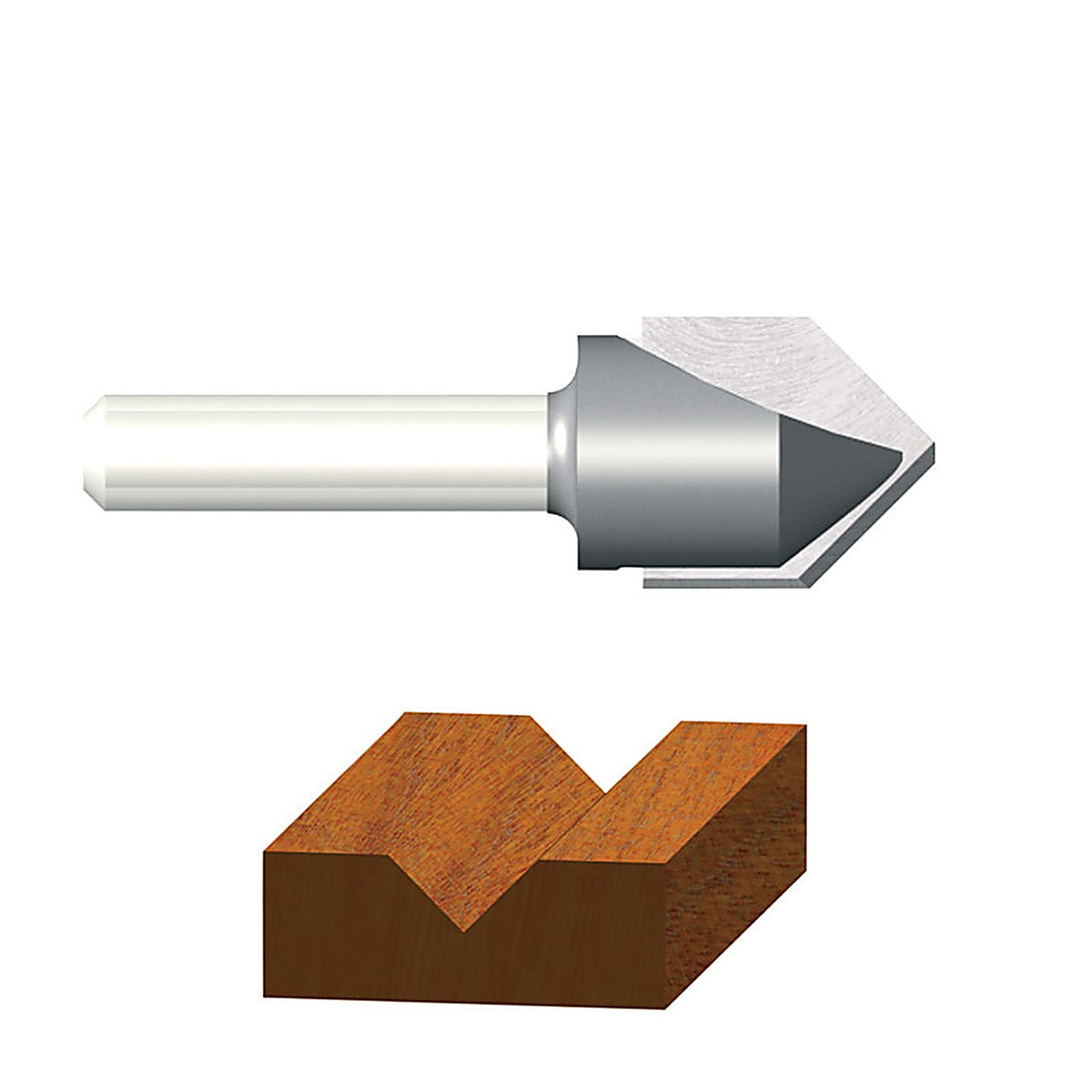 Vermont American 23119 1/2 in. D X 7/16 in. R X 1-25/32 in. L Carbide Tipped V-Groove Router Bit